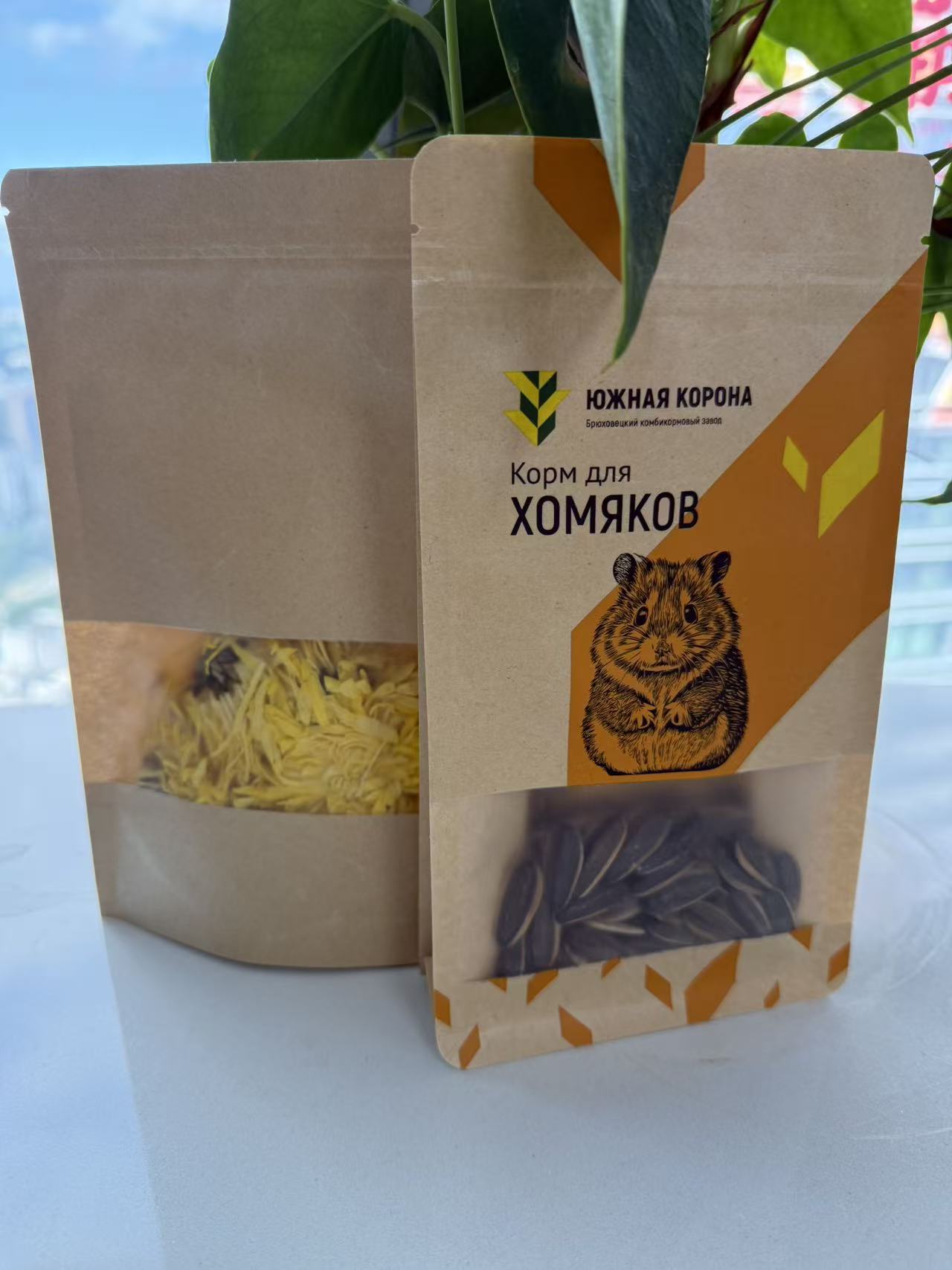 Eco-friendly kraft paper bag with transparent window and zipper