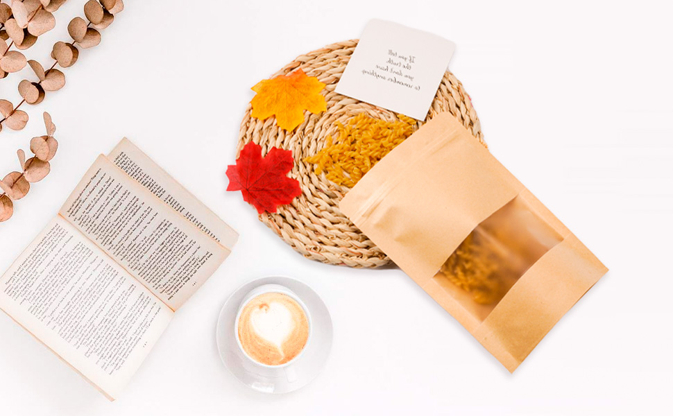 Custom printed kraft paper bags with window for bulk procurement