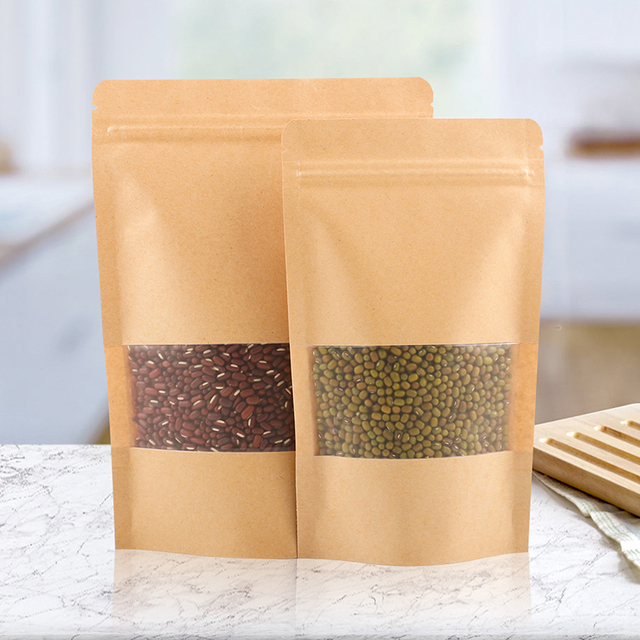 Kraft Paper Stand Up Pouch With Window