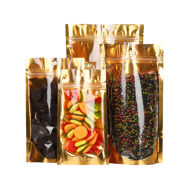 Gold Aluminum Foil ClearStand Up Pouch
