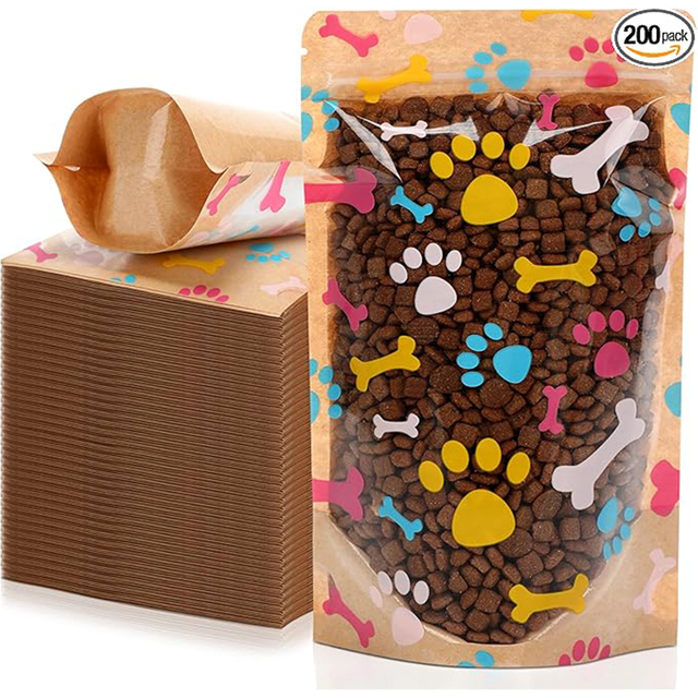 Stand Up Kraft Paper Clear Zipper Bag
