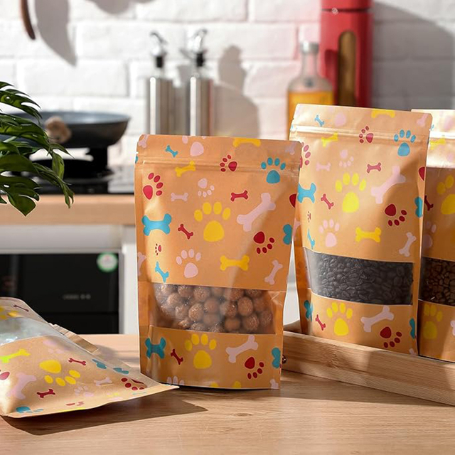 Stand up Kraft Paper Zip Pouches for Canine