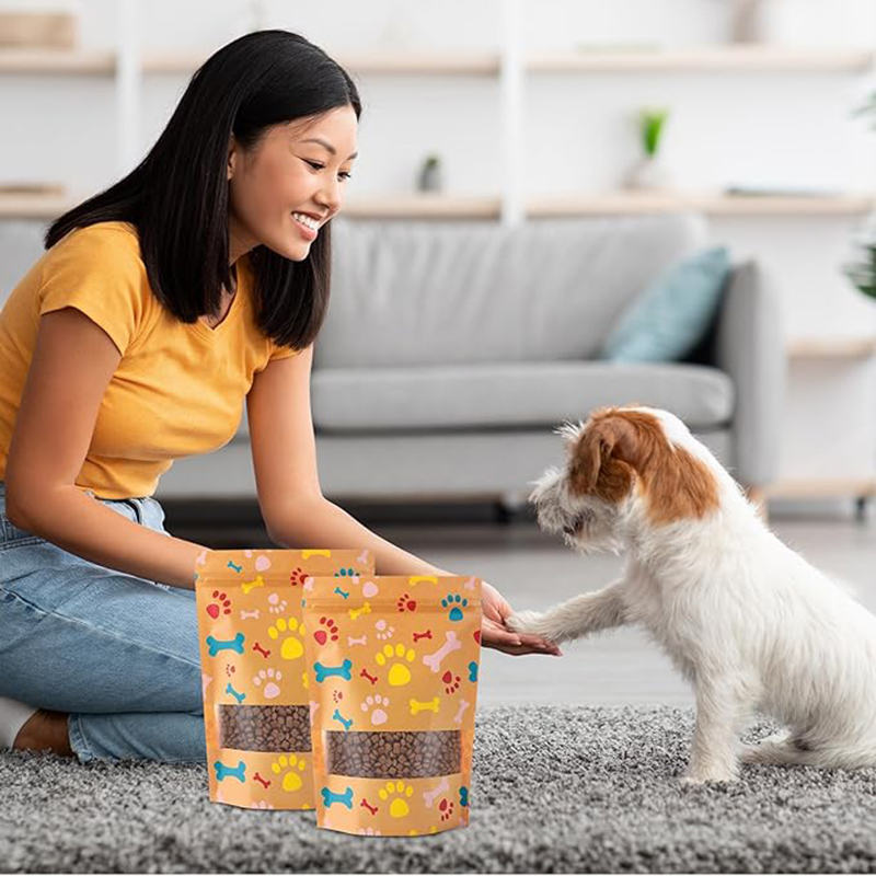 Dog food packaging bags displaying barrier protection against moisture