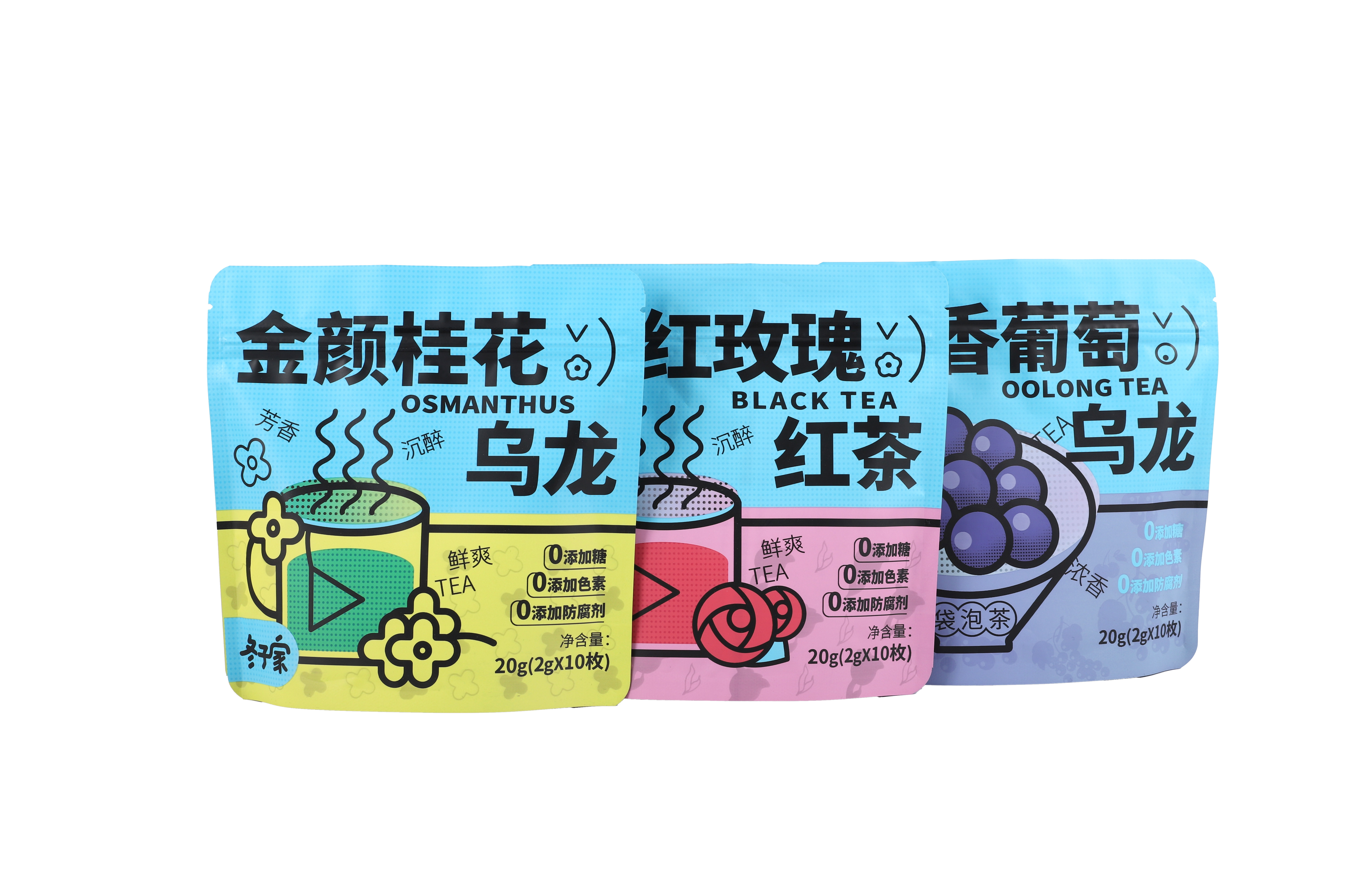 Tea bag packaging materials and loose leaf tea pouches